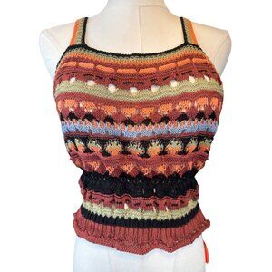 XL Colorful Cider Crocheted Multicolor Knit Crop Top